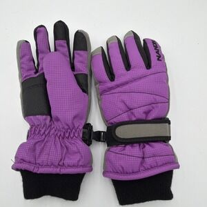 NANDN Women's Medium Snowmobile Gloves Black and Purple Plush Lined‎  Snow Cold